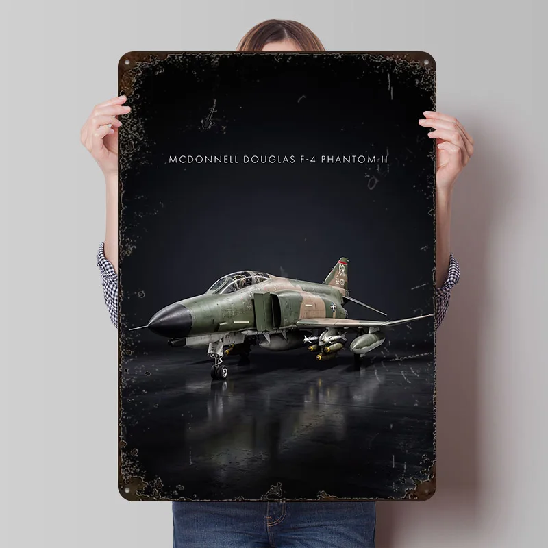 McDonnell Douglas F-4 Phantom II Poster Customized Vintage Metal Signs Wall Art Retro Tin Plaque for Interior Accessories Decor