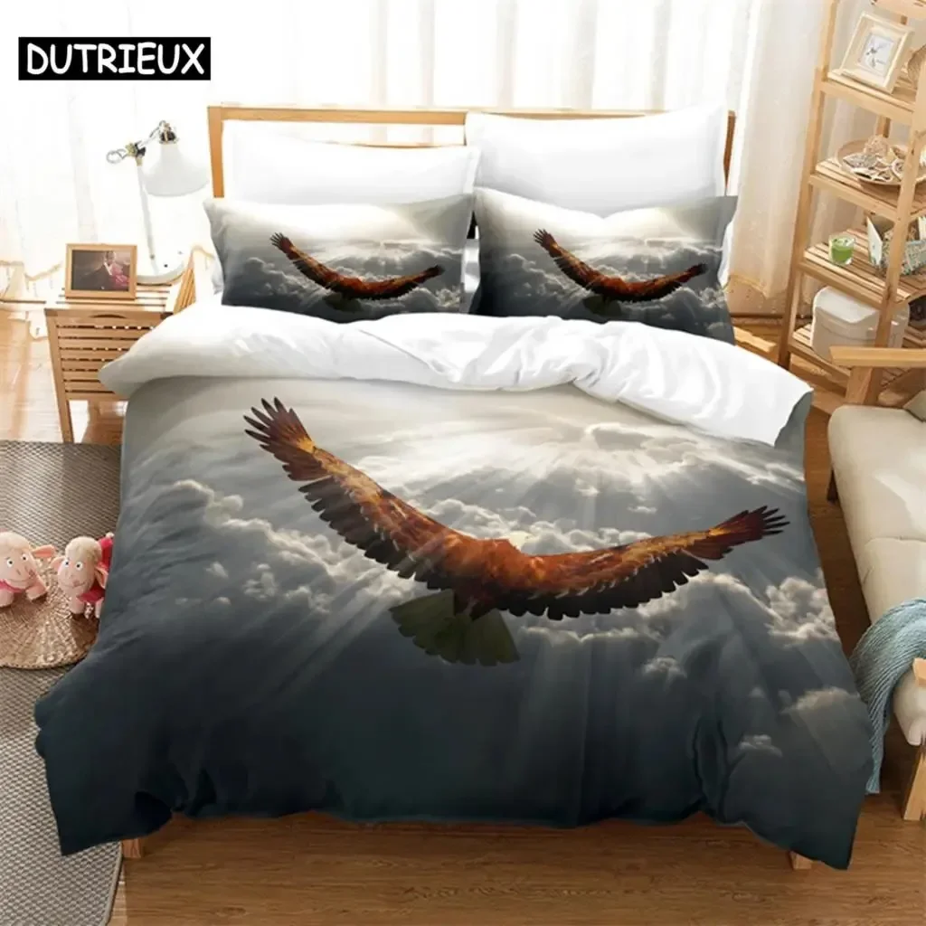 Blue Sky Eagle Comfortable Duvet Quilt Cover Pillowcase Bedding Set Children Bedroom Decoration Home Textile