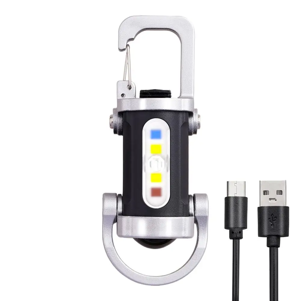 Portable Mini Keychain Flashlight Waterproof and USB Rechargeable with Multiple Light Modes for Hiking and Camping