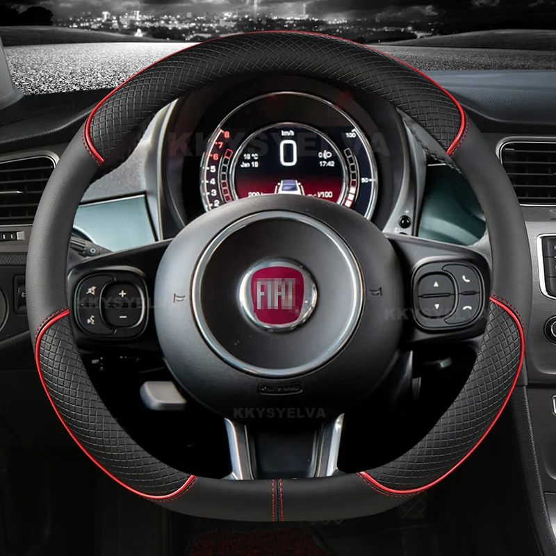 Car Steering Wheel Cover Microfiber Leather For Fiat 500 2007-2022 500e 2020 2021 500L 2014-2018 500X 2015-2022 Auto Accessories