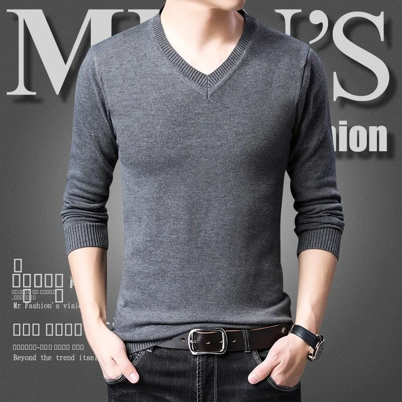 

Slim Fit V-Ne трикотаж, мужской модный цветной свитер, тонкий базовый слой, весна-осень, молодежный активный слэ