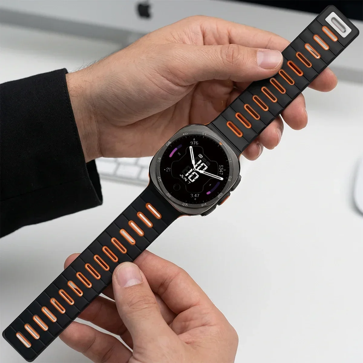 Magnetisches Silikonarmband für Samsung Galaxy Watch Ultra 2 47 mm, Sportarmband für Galaxy Watch 9/8 40/44, Watch 8 Classic 46 mm, Armband. – Detail 6