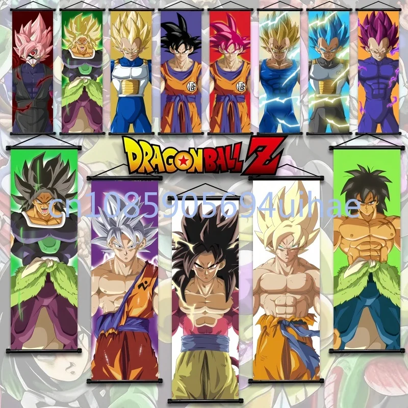 

Постер с принтом Dragon Ball, аниме-картина на стену, изображения Гоку, Беджиты, Супер Сайян, на холсте, подвесные свитки, декор для дома и комнаты