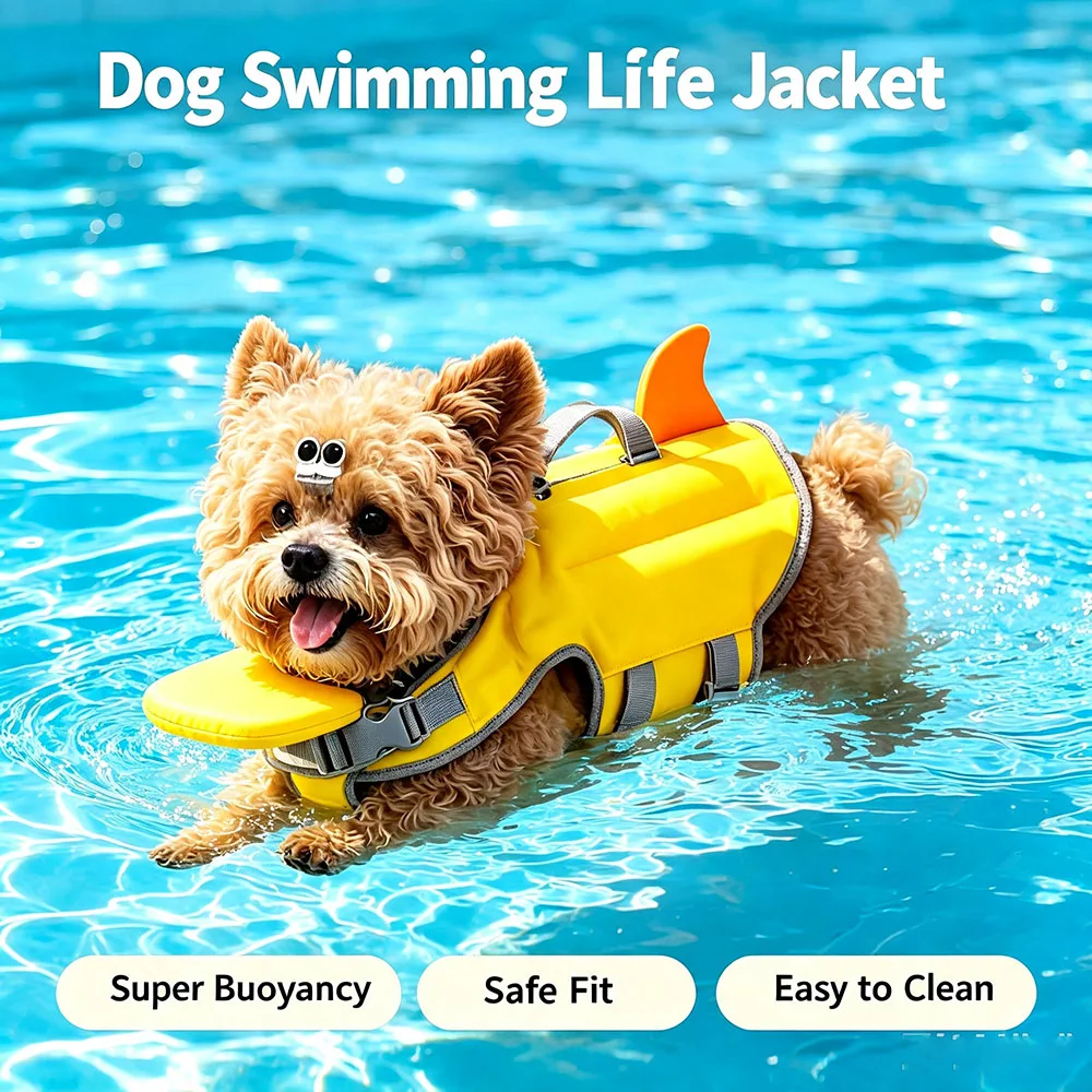 Dog Life Jacket Dog Life Vest for Swimming Boating with Rescue Handle Adjustable High Flotation Pet Lifesaver