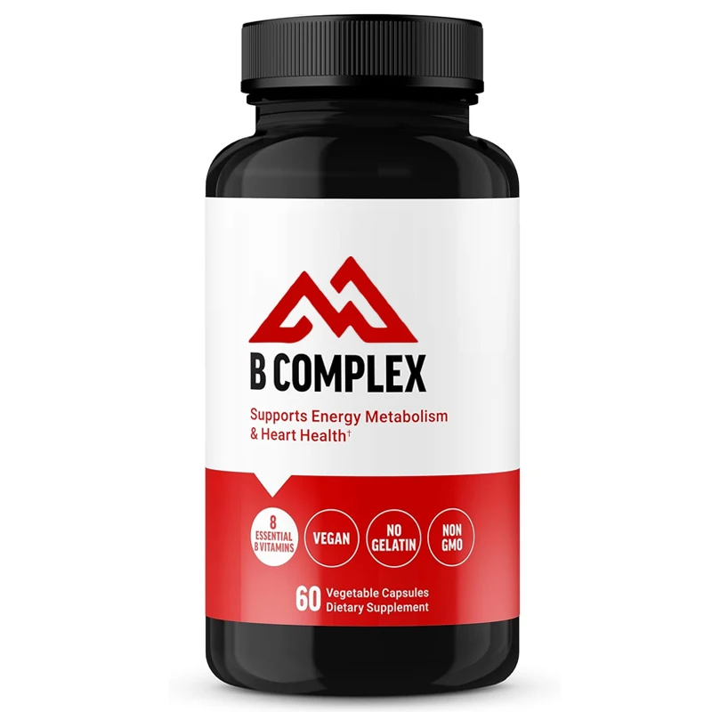 Vitamin B complex supports health, containing vitamins B1, B2, B3, B12, etc., vegetarian, non GMO, 60 capsules of vegetables