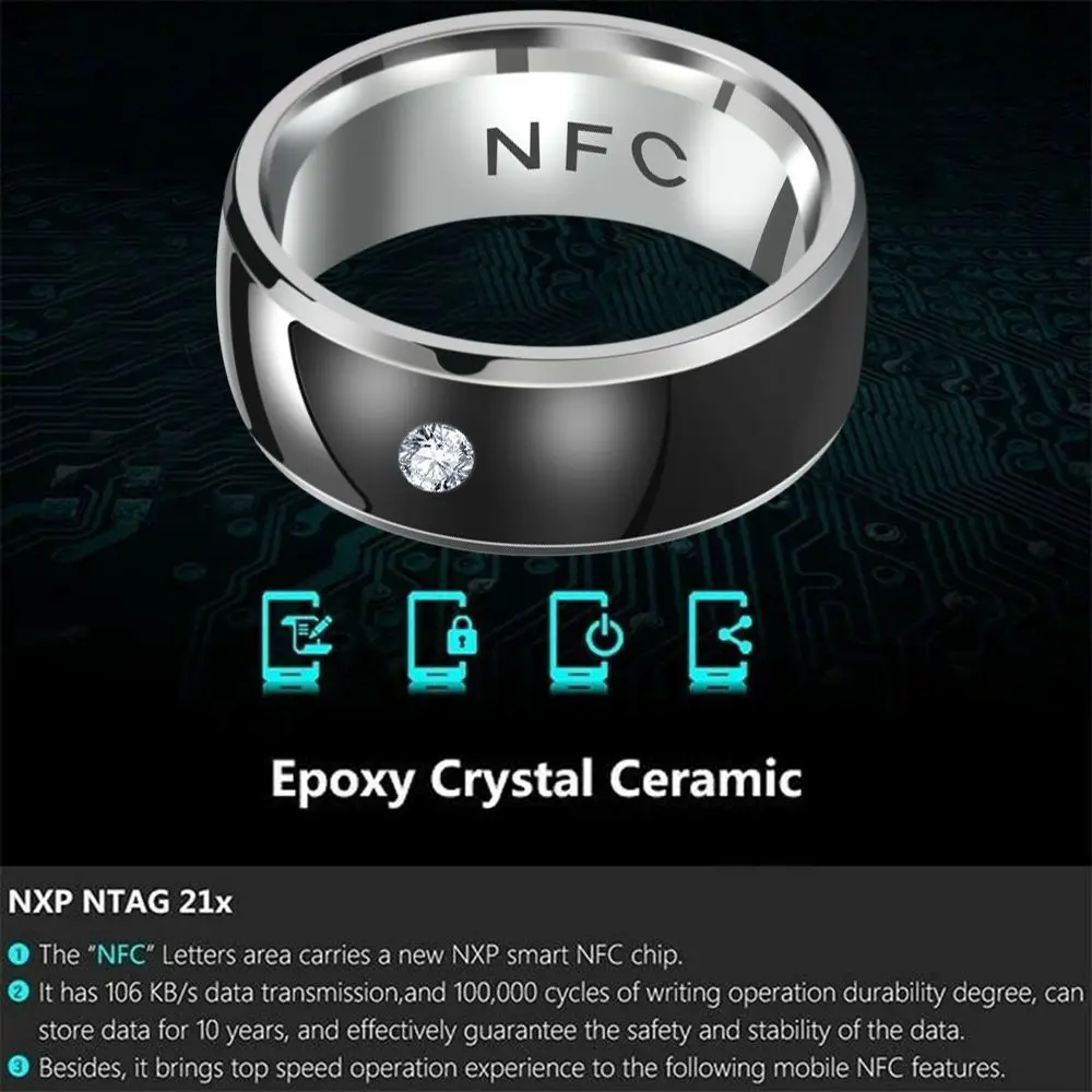 1PC NFC Multifunctional Smart Finger Digital Ring For Connect All Android Phones Equipment Titanium Steel Couple Ring Jewelry