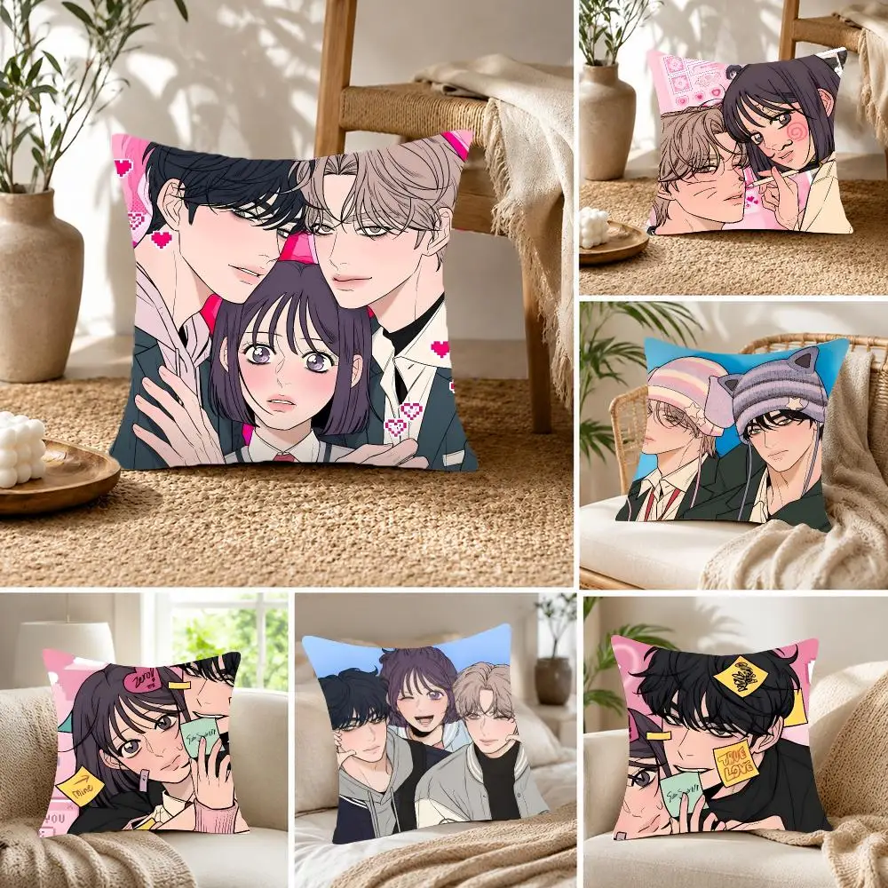 Heartfelt Webtoon O-Operation True Love Cushion Cover Fluffy velvet Nordic style plush Living room sofa decorative