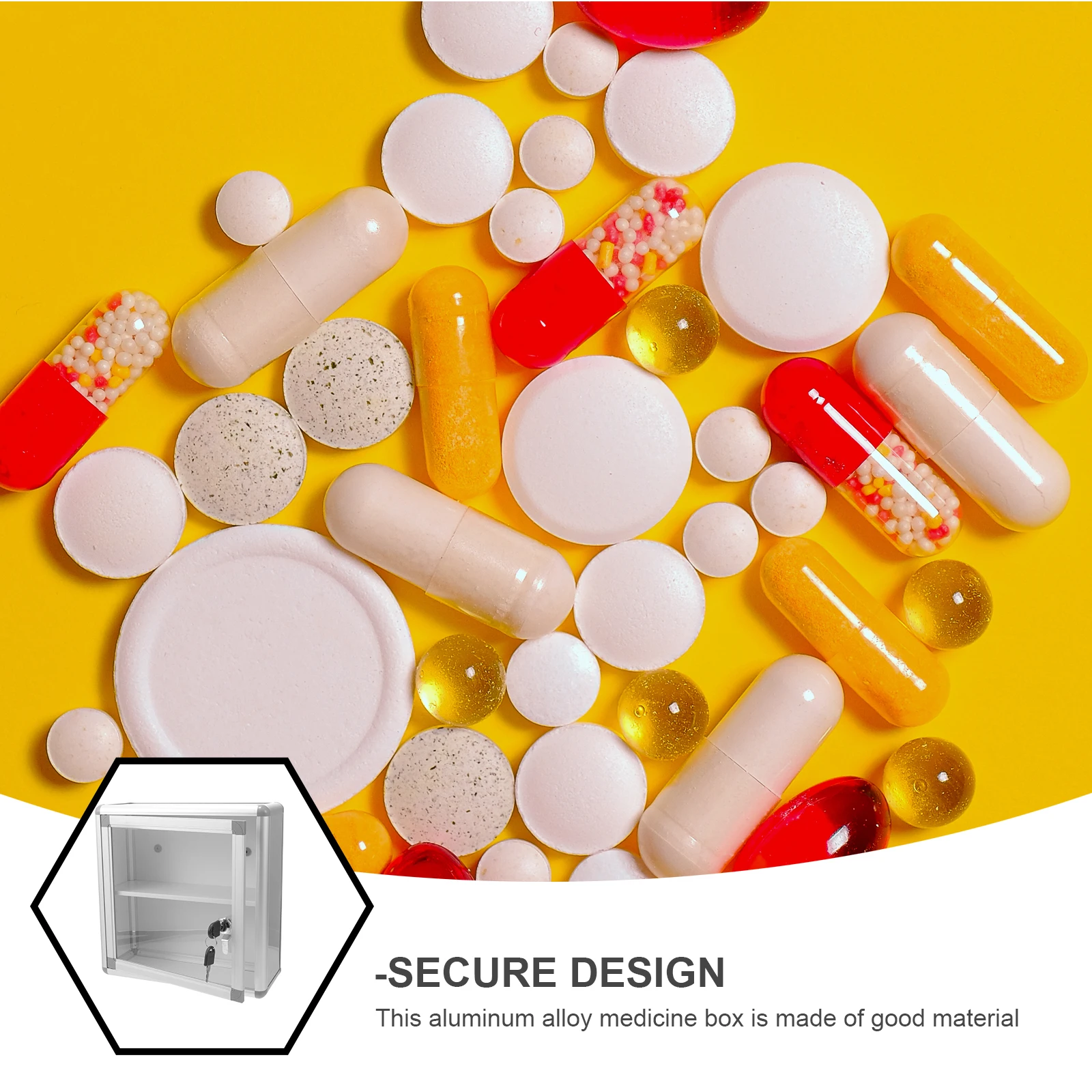 

Wall Mounted Medicine Case Lockable Storage Container Secure Design for General Medicine First Aid Valuables Personal Effects
