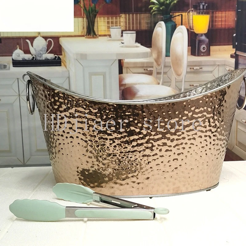 

Stainless steel thickened ice bucket KTV bar supplies champagne bucket electroplated stainless steel ingot shaped ice basin