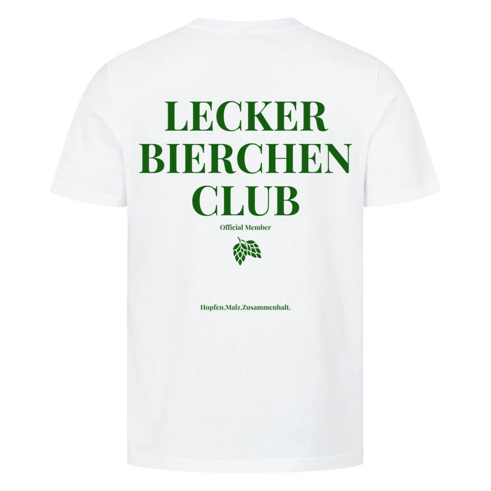 Lecker Bierchen Club- Cotton T-Shirt Designed for Beer Lovers Featuring A Hop and Malt Pattern Classic Fit Soft and Comfortable