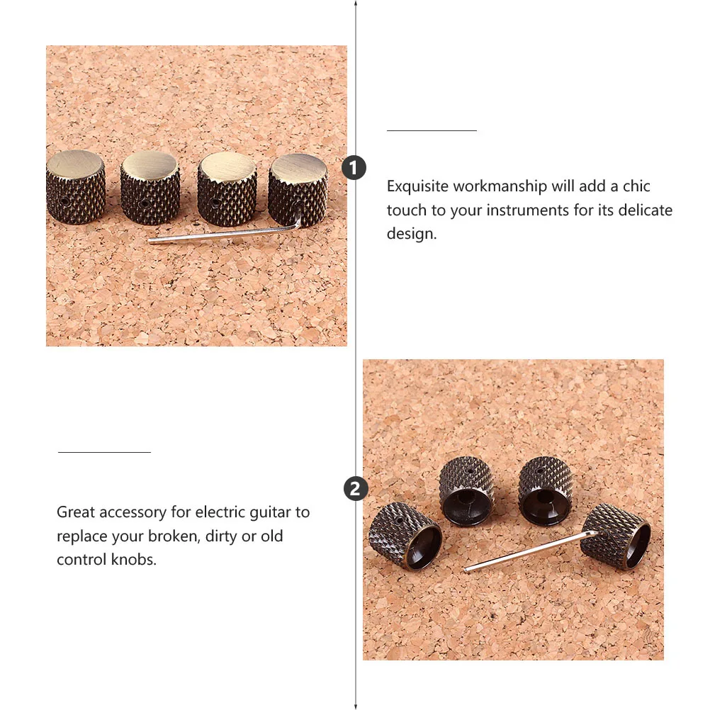 

4pcs Aluminum Alloy Guitar Knobs Metal Volume Tone Control For Electric Guitar Bass Replacement Hexagon Wrench Included