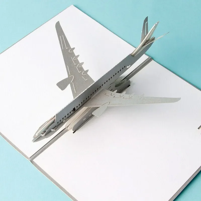 New 3D Pop-up Aviation Aircraft Invitations Card Greeting Cards Set Creative Postcard Party Festival Gifts Boy Decorations