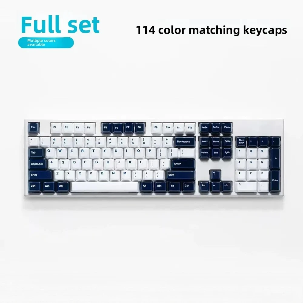 Blue Spell White Ceramic Keycap Set  Full Set 114 Key Custom Keycaps for Mechanical Keyboard Magnetic Axis Key Caps Collect Gift