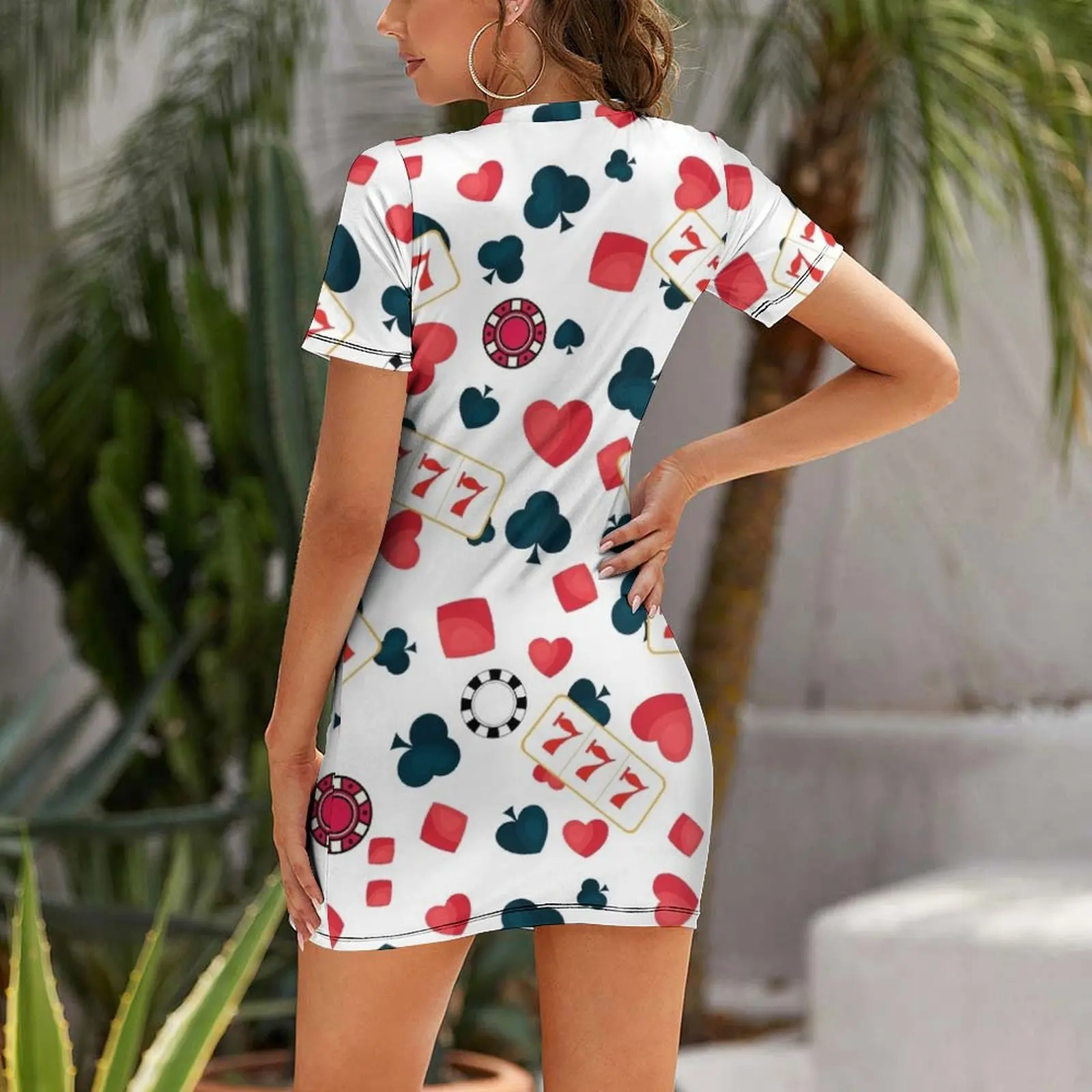 Poker Slot Machine Pattern Short Sleeved Dress summer dress for women 2025 womens clothing Dress