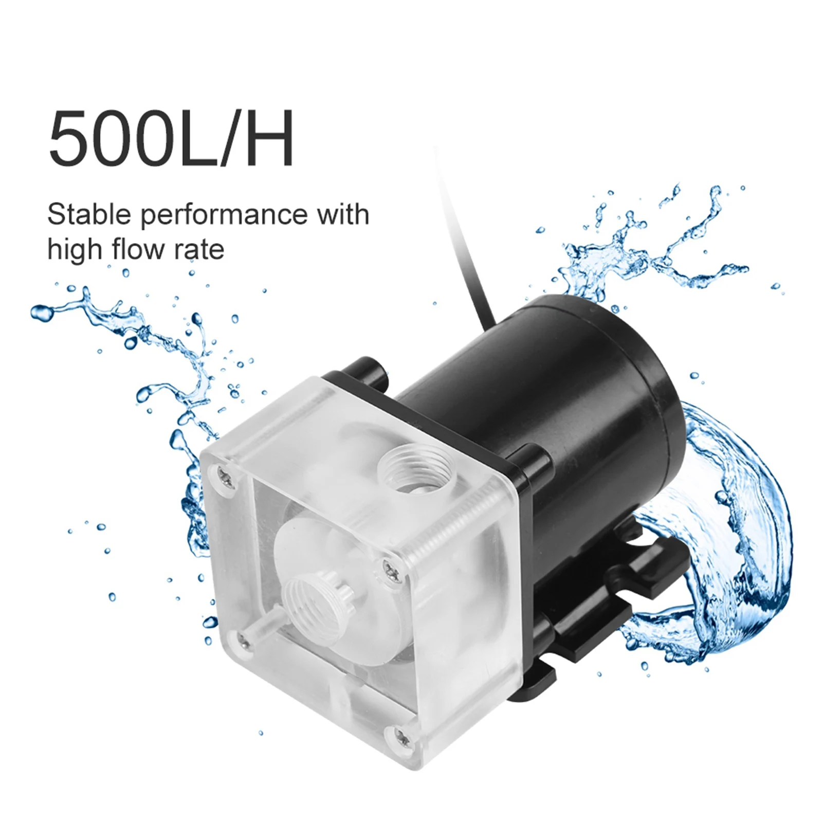 G1/4 Thread  for PC Water Bump Noiseless CPU Water Bump Computer Water Cooling System Pump G1/4 Thread for PC 500L/H