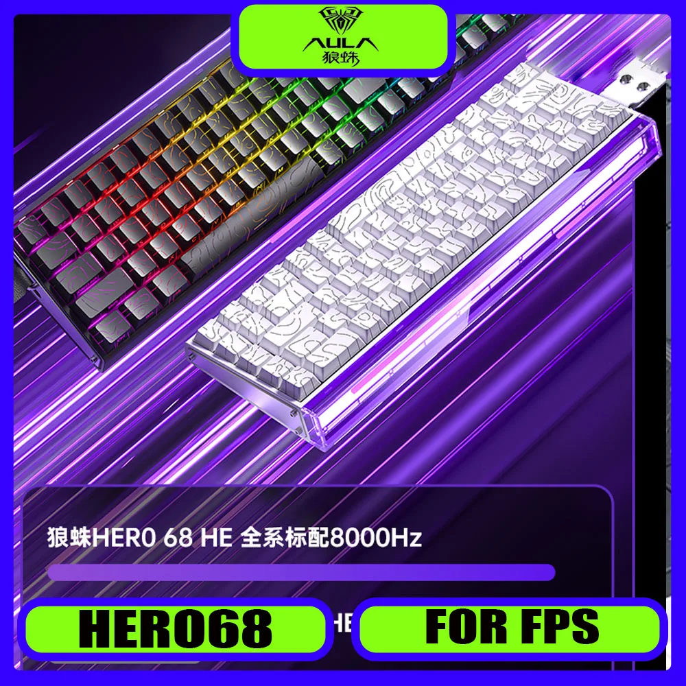 

Aula Hero 68He E-sports Game Magnetic Shaft Keyboard for FPS High Performance RGB Hot Exchange Mechanical Keyboard Gift