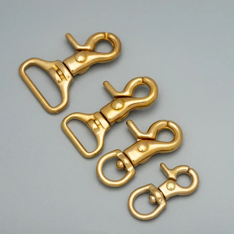 Solid Brass Snap Hook Bolt Trigger Clip Rotatable Lobster Clasps for Leather Craft Bag Strap Belt Webbing Pet Dog Rope Leashes