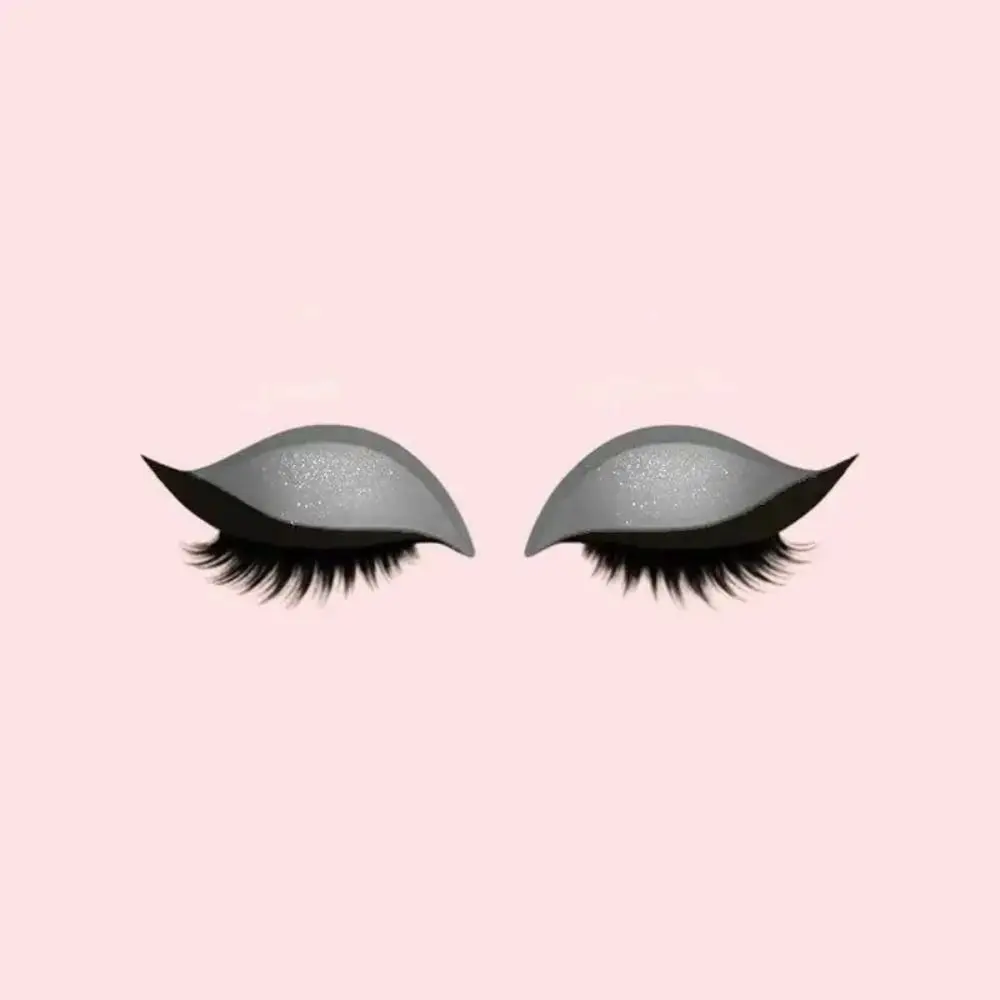 2 Pairs Self-Adhesive Lazy Eyeshadow Eyelash Patch Reusable Quick Makeup Waterproof Eyeliner Sticker Easy Use Trendy