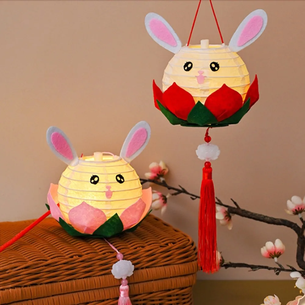 

DIY Material Package Mid-Autumn Festival Lantern Glowing Handheld Lotus Flower Lanterns Handmade Chinese Style