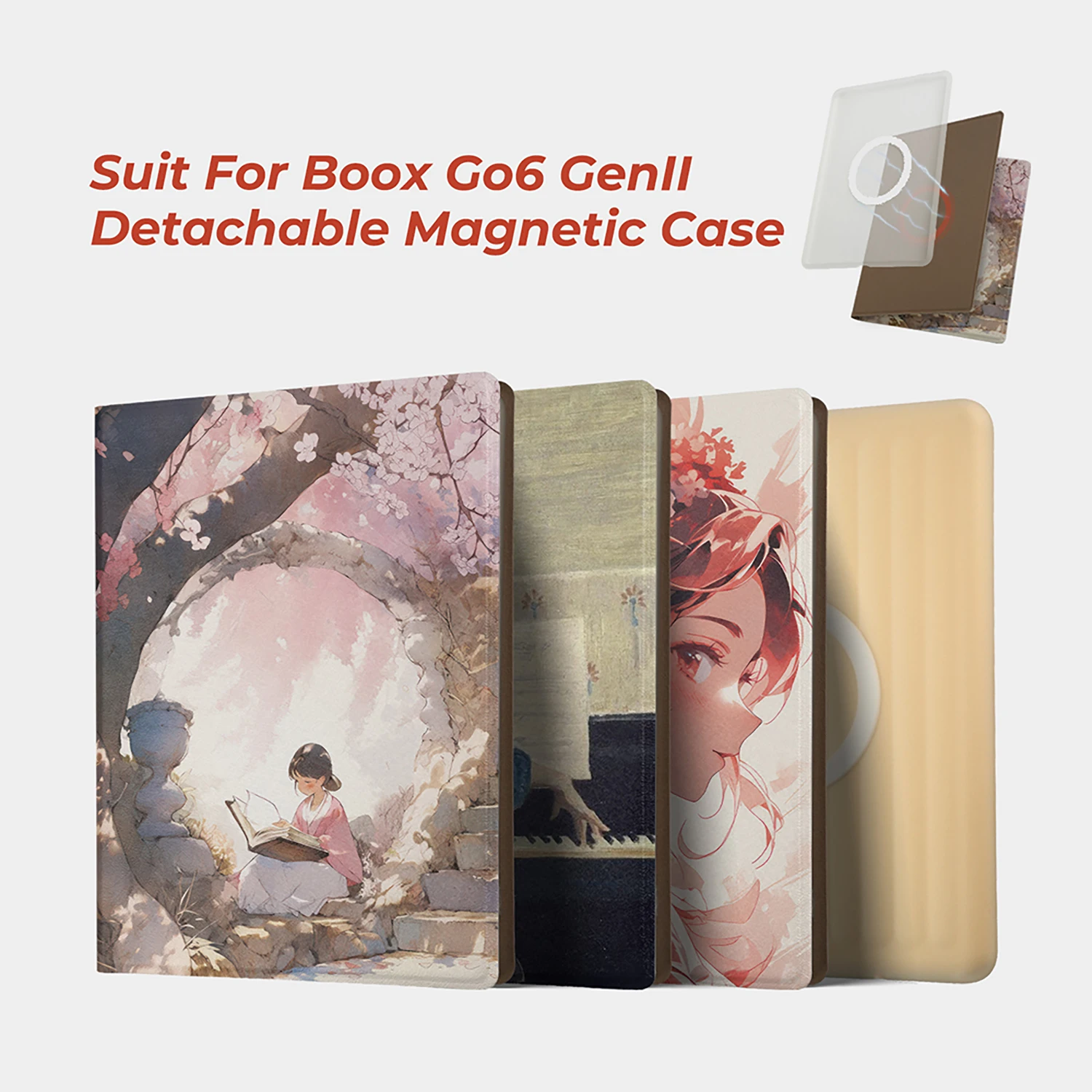 twosheep Girl Series Case suit for Boox Boox Go6 GenII Boox Poke7 6 Inch Detachable Magnetic Matte Auto Sleep Slim Skin Cover