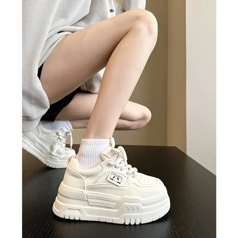

Korean Sle Thi Bot Platform oes Leather Casual Women's Footwear Student Versatile Flat Heel round Toe Deep Mouth