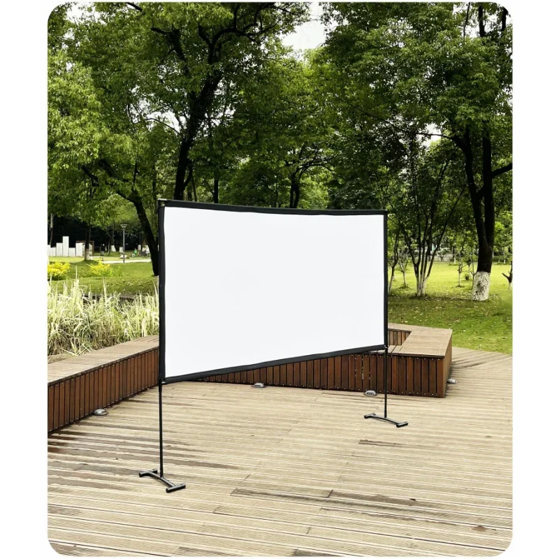 100inch 16:9 Projector Screen Outdoor Bracket Projection Screen Folding Projecting Screen for Home Theater Backyard Camping