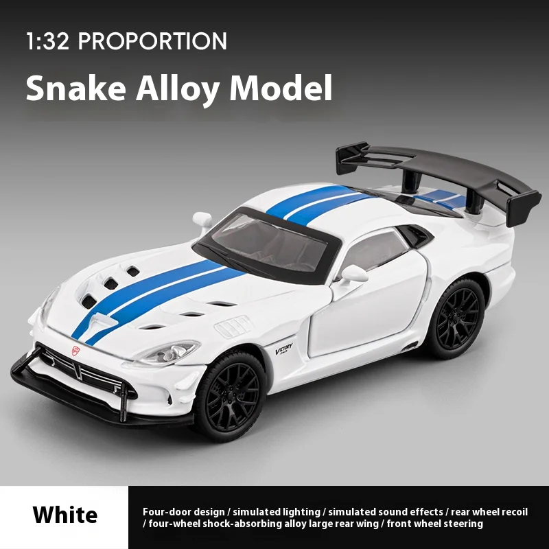 Modèle de voiture jouet Dodge Challenger SRT Hellcat, Miniature en métal moulé sous pression, véhicule sonore et lumineux 1:32, cadeau de Collection pour enfants garçons, 1/32