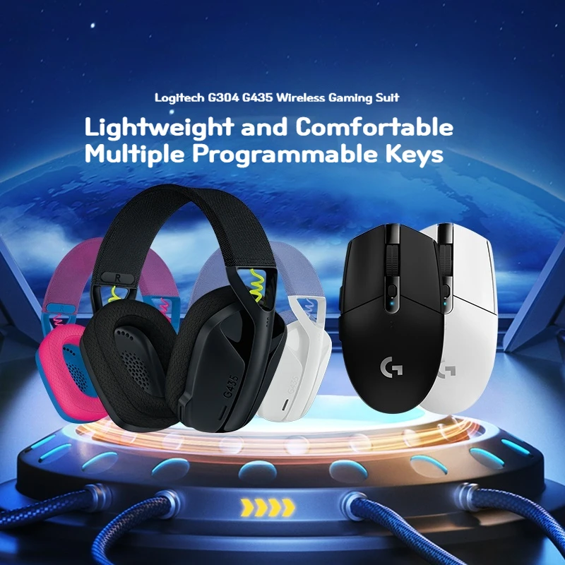 Original Logitech G304 Esports Wireless Mouse With Logitech G435 Wireless Bluetooth Headset Set Mouse And Keyboard E-sports Game