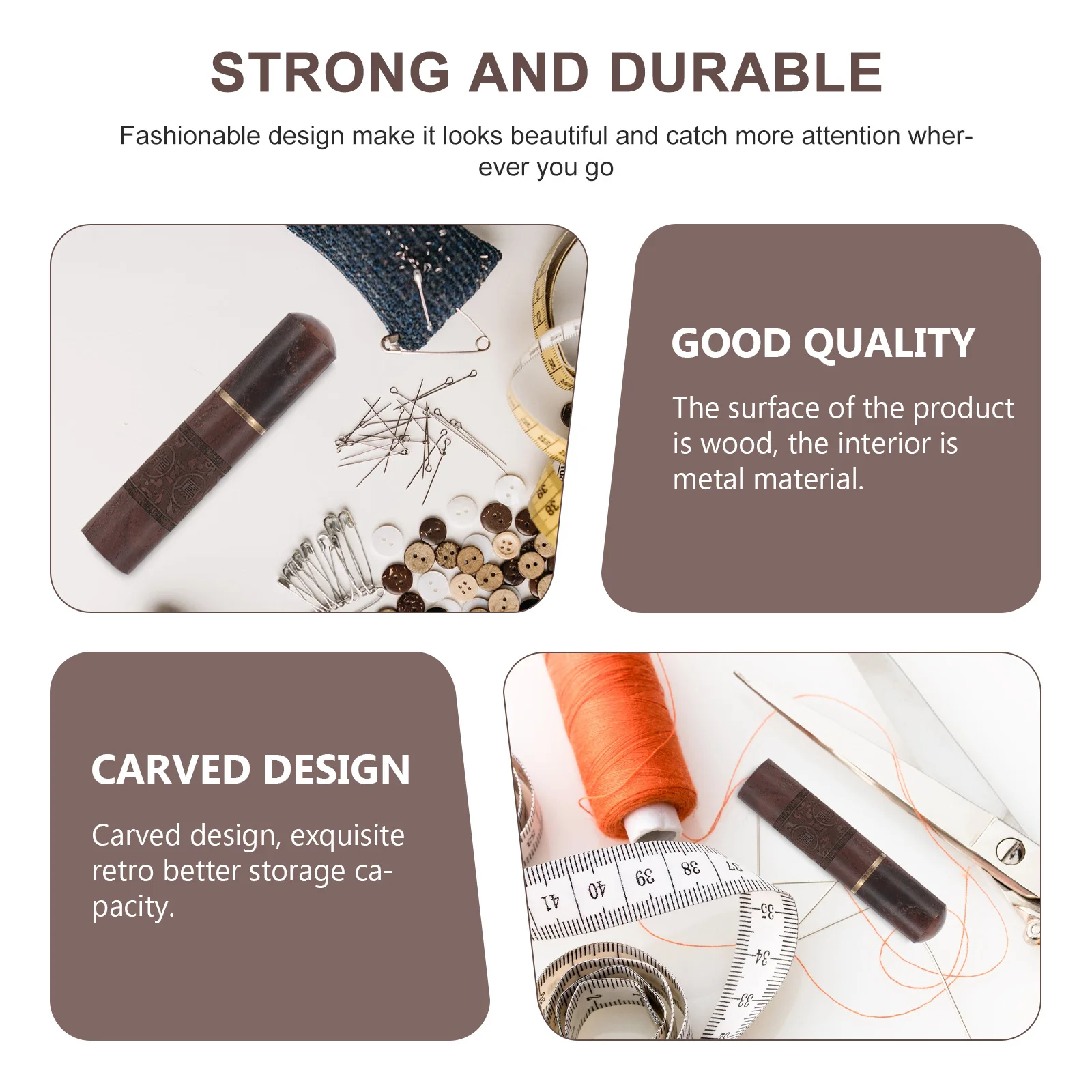 2 قطعة خشب الورد خيوط الإبر حامل الخياطة إبرة صندوق تخزين المحمولة الحياكة المنظم الحال بالنسبة للتطريز عبر غرزة #3