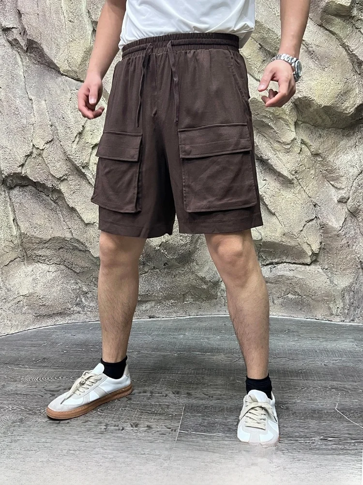 

Cotton Linen Blend Men's Casual Shorts Five-Pocket Workwear Summer Versatile Flip-Cover Large Pocket Pants And Shorts