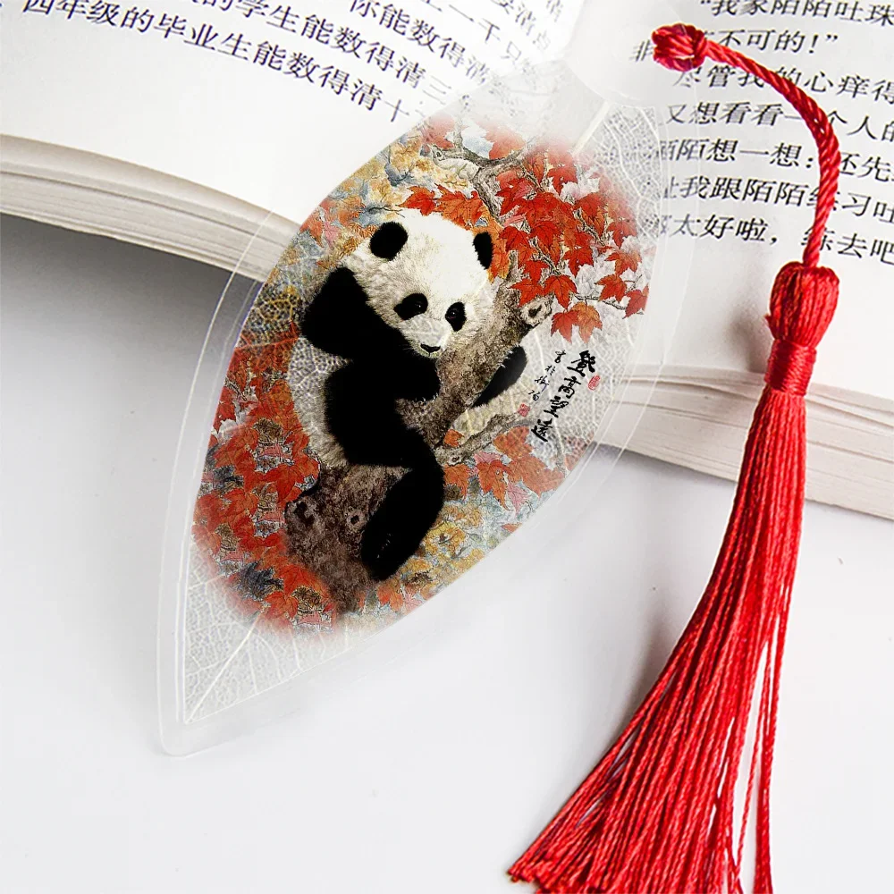 1Pcs Lovely Panda B02 Pretty Aesthetic Leaf Vein Supply for Friends Offices Creative Stationery Bookmark