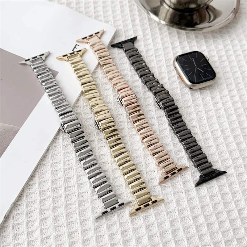 New Stylish Metal Bracelet Strap For Apple Watch Series 9 8 7 SE 4 5 3 45/44/42mm Women Bands For iWatch Ultra 2 40mm 49mm 38mm