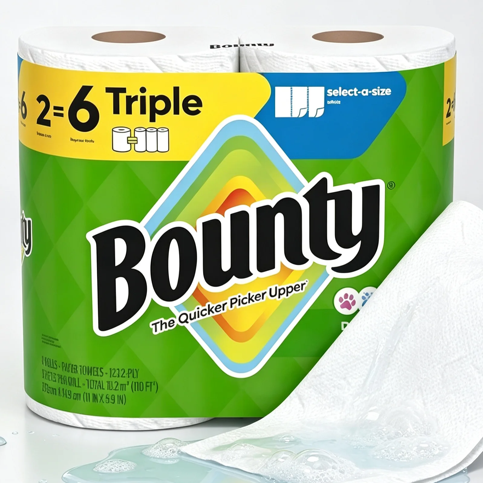 Select-A-Size Paper Towels, White, 2 Triple Rolls = 6 Regular Rolls