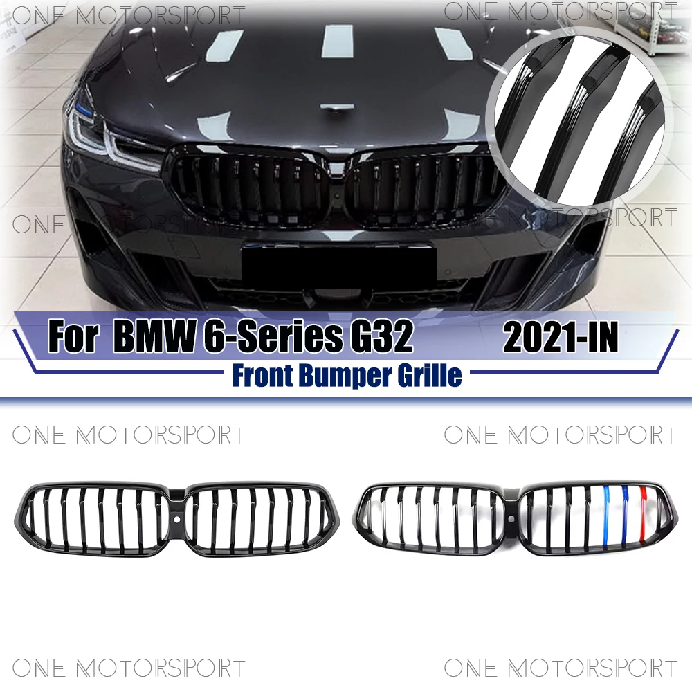 

Single Line Style Glossy Black Racing Grille Bumper Fit For BMW 6-Series G32 2021-IN Glossy M-Color Front Bumper Grille