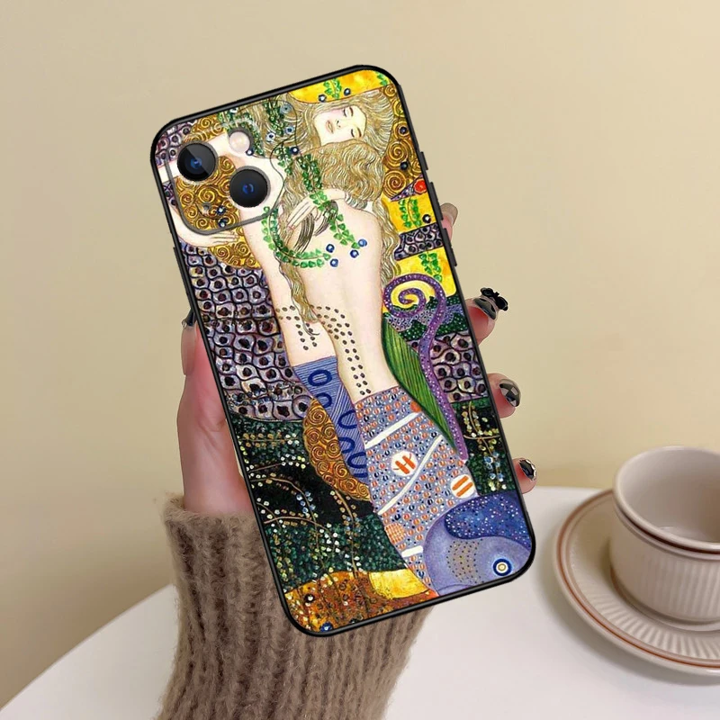 Gustav Klimt Art Phone Case For iPhone 14 13 12 11 15 16 Pro Max 7 8 Plus X XR XS Max 12 13 Mini Cover Case