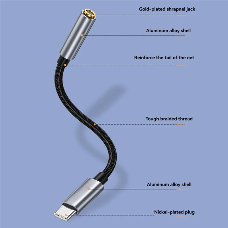 ABZW Adaptor Jack Headphone Tipe C Ke 3.5Mm Adaptor Jack Tipe C Ke 3.5Mm USB C Kabel Adaptor Decoding Audio Analog