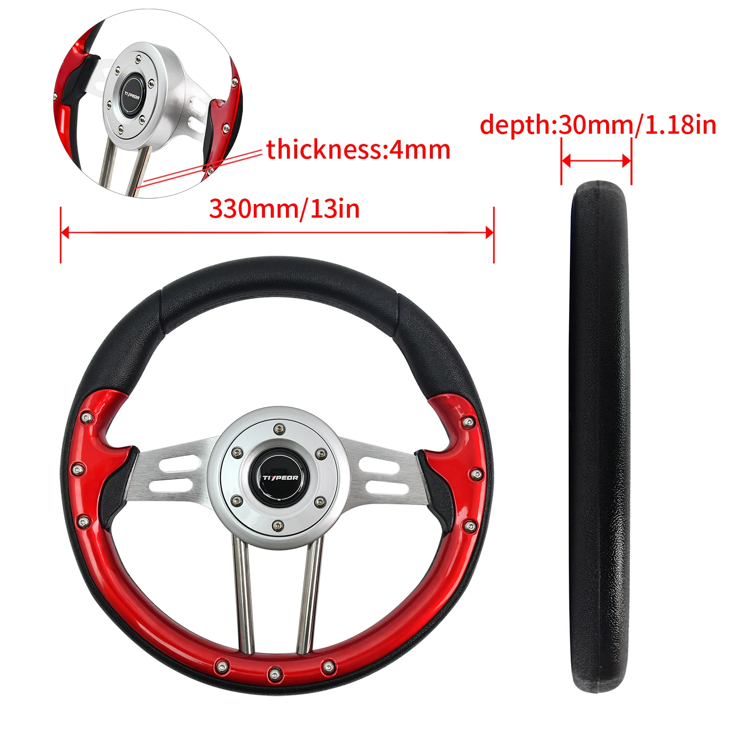Tiypeor 320 mm PU Ranura para volante Soporte plano de 30 mm de profundidad para juego de carreras Sim