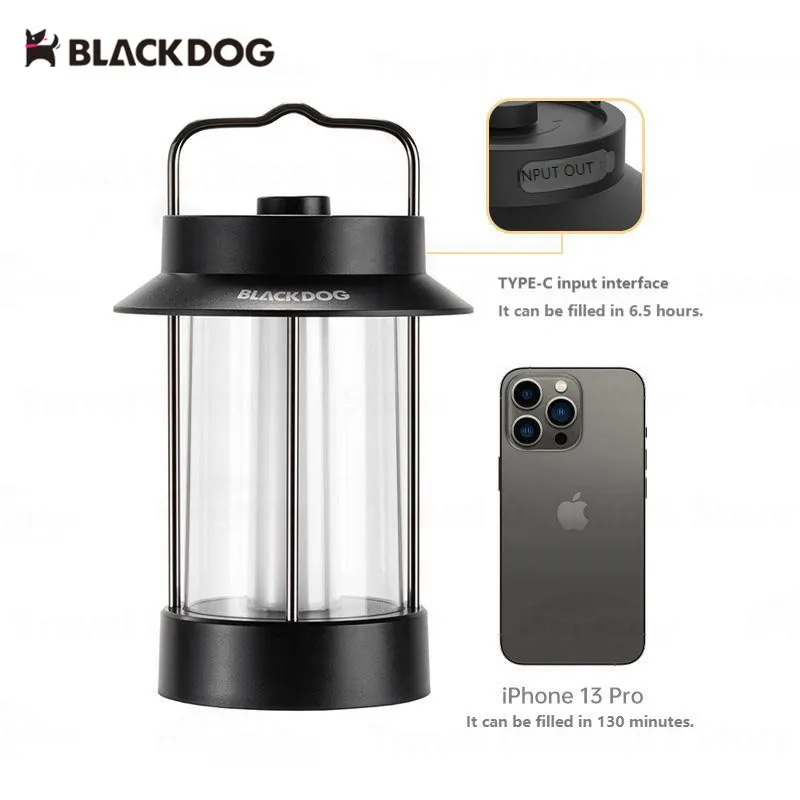 Imagem -02 - Naturehike Blackdog Camping Lights Engrenagens Pavilion Modeling Lamp 6000mah Capacidade Carregamento de Emergência ao ar Livre Ipx4 Impermeável