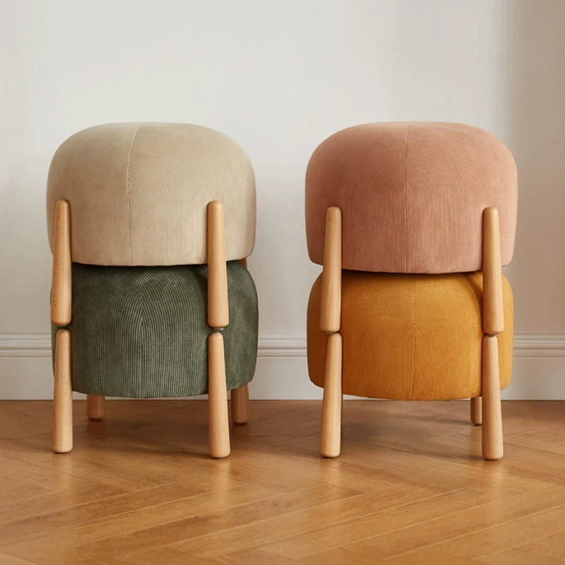 Nordic Furniture,Creative Shoe Changing Stool,Living Room Sofa Footstool,Mushroom Stool,Solid Wood Leisure Chair,Mobile Seats view 5