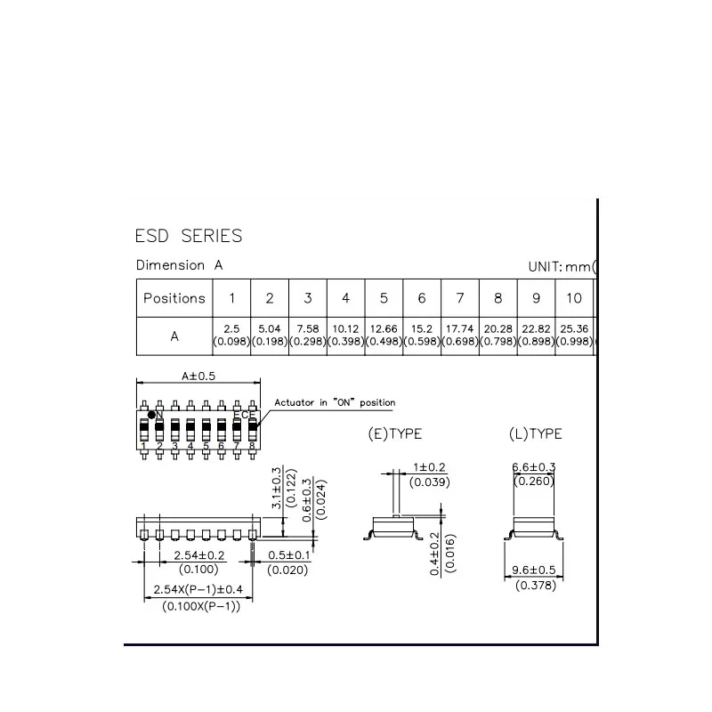 2pcs/lots Genuine Taiwan ESD104EZ DIP Switches 4 Piano-Key Type SMT 2.54mm