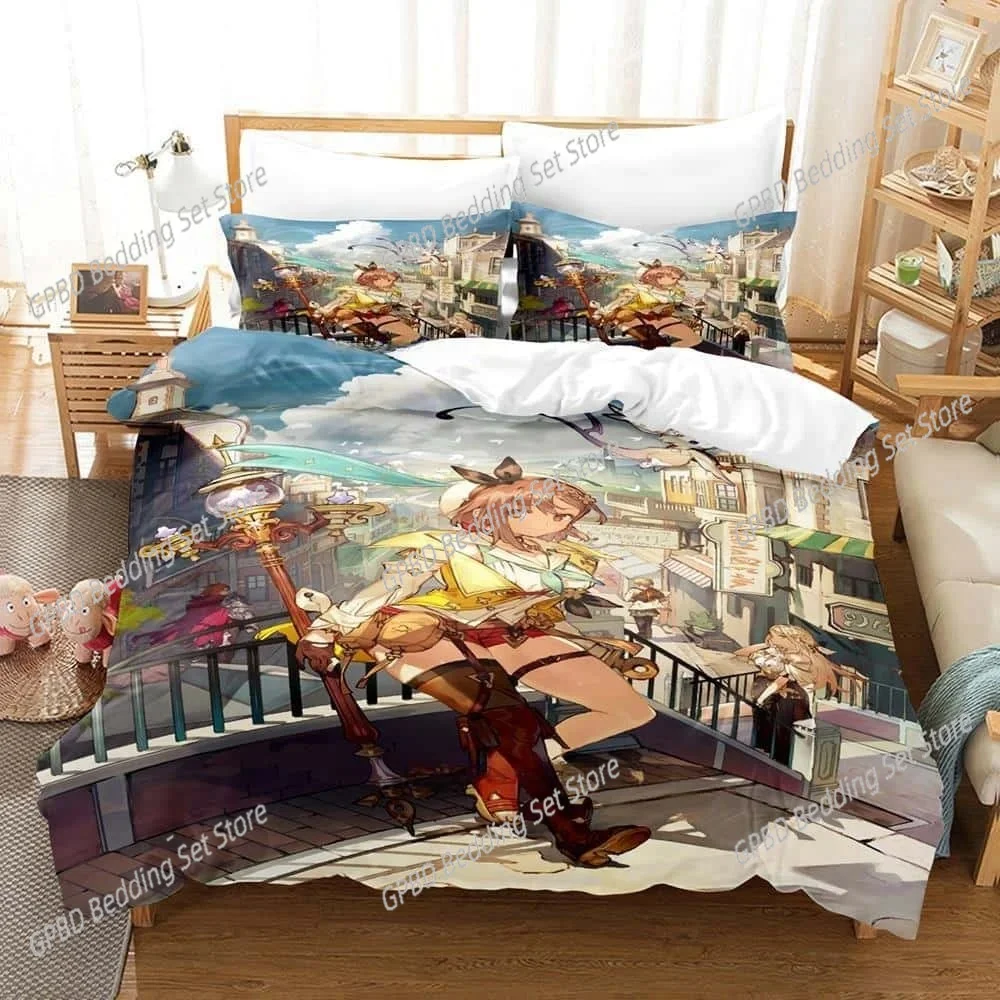 New Game Atelier Ryza 2 Lost Legends & the Secret Fairy Bedding Set Single Twin Full Queen King Size Bed Set Adult Kid Bedroom