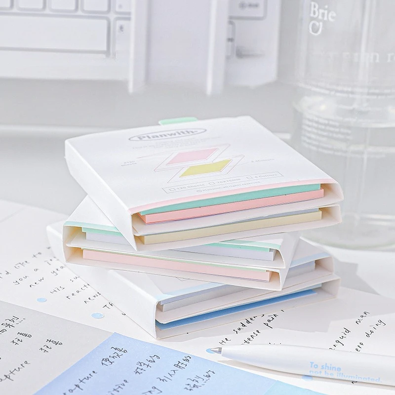 Organ Style Post-it Notes 120 Sheets 4-color Inner Pages Foldable for Student Notes Office Marking Time Management