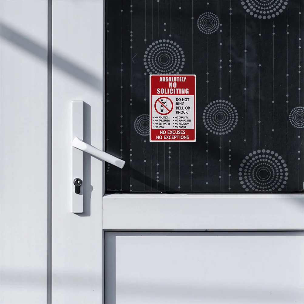 4pcs No Entry Sticker Waterproof PVC Self-adhesive Soliciting Sign for Door Material Strong Adhesion Versatile Use