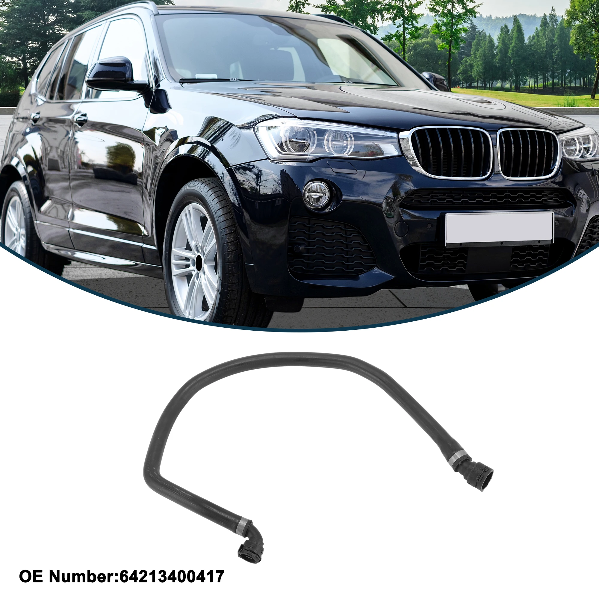 Motoforti Tubo Flessibile Riscaldatore Tubo Flessibile di Uscita Del Radiatore Tubo per BMW X3 06 No.64213400417 Tubo Del Liquido di Raffreddamento In Gomma Nero 1 Pz