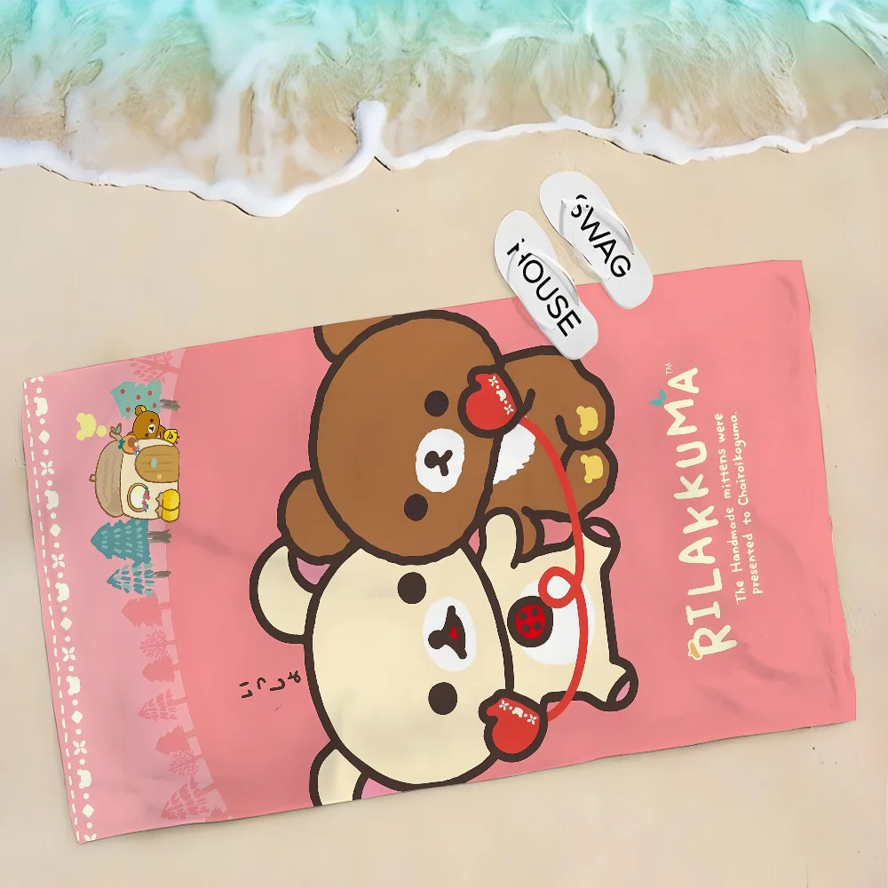 1pc Rilakkuma asciugamano asciugamano da spiaggia per bambini asciugamano da doccia per il nuoto estivo forniture per il bagno