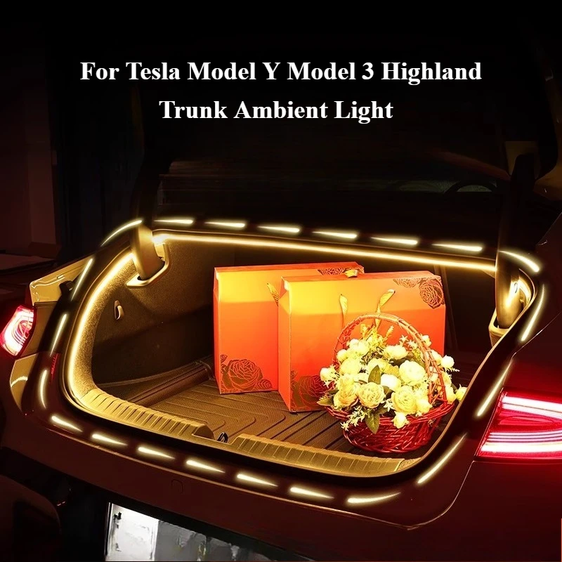 

Для Tesla Model Y Model 3 Highland Upgrade 12 В багажник автомобиля окружающий свет полоса водонепроницаемый гибкий DIY задний силиконовый светильник для багажника