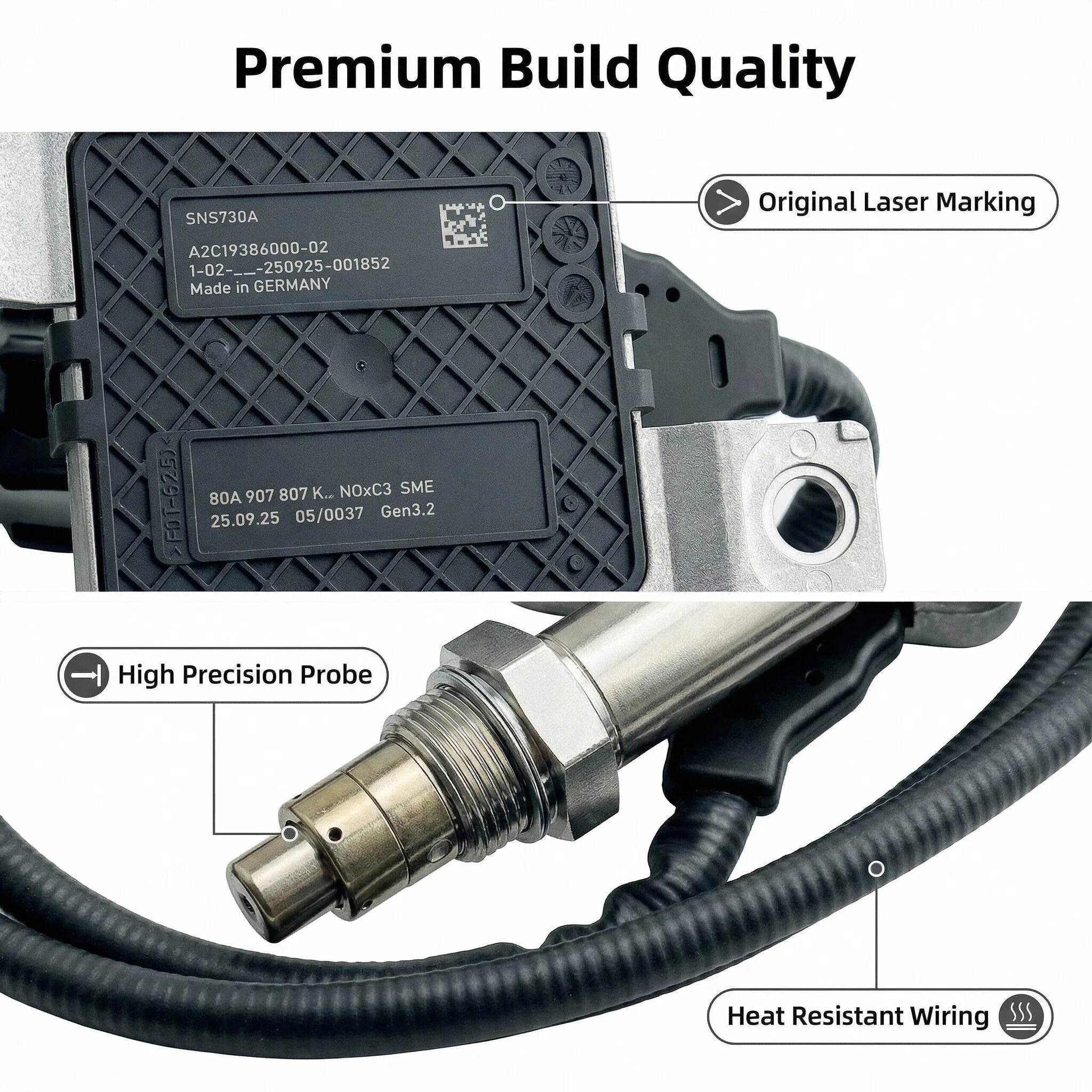 80A907807K The brand-new NOx sensor For VW AUDI A4 B9 A5 Convertible Q5 35 40 2.0 TDI quattro Diesel 2015 Onwards  Euro VI