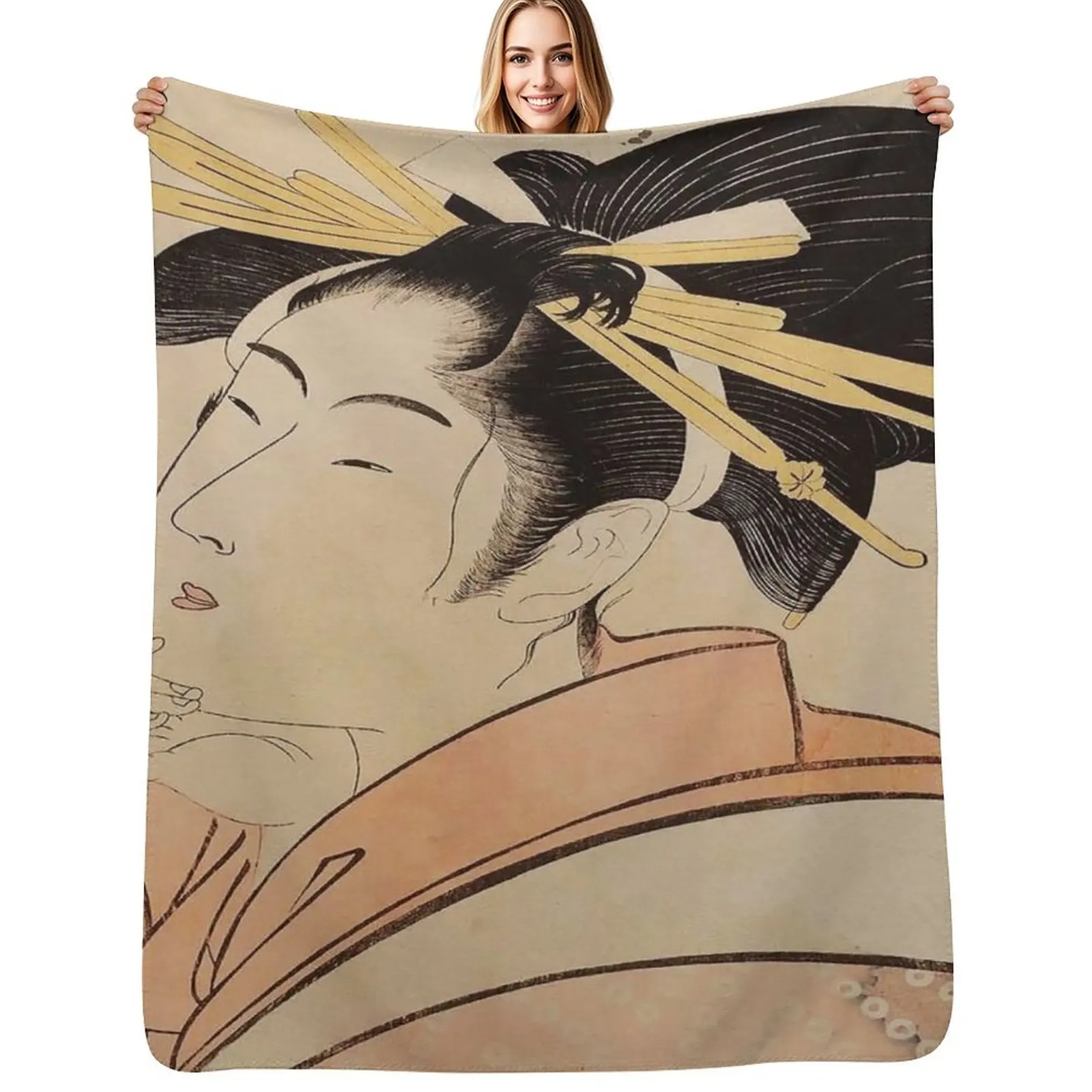 

Kitagawa Utamaro Throw Blanket Flannel Luxury Designer Designers For Sofa Thin Blankets
