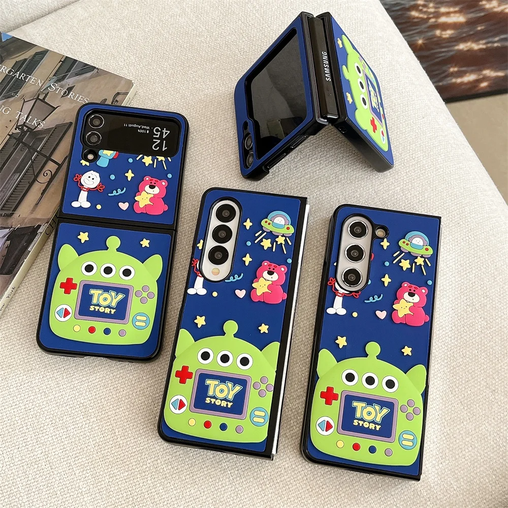 Силиконовый чехол для телефона с игровой консолью Cartoon Alien для Samsung Galaxy Z Fold & Z Flip 7 6 5 4 3, жесткий противоударный комбинированный чехол 2 в 1