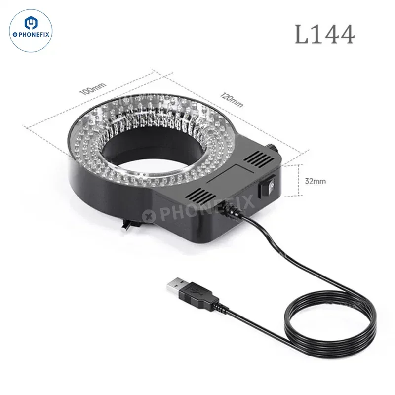 Mecânico Led Stereo Microscópio Luz Anel Brilho Ajustável Usb Iluminador para Reparo de Solda Pcb 64 72 144